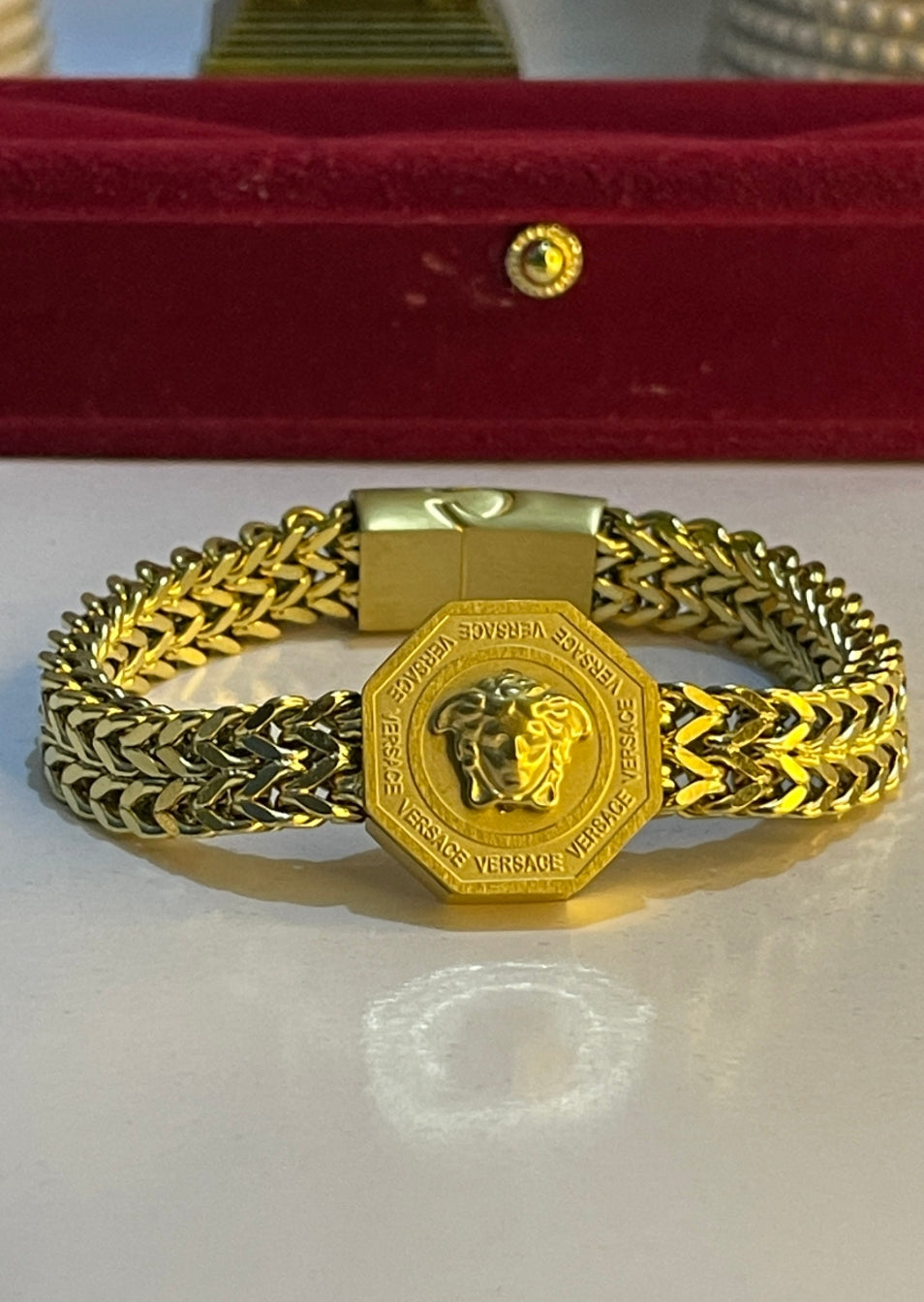Luxury Golden  Versace Style Bracelet for Men – Premium Stainless Steel