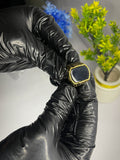Luxury Black Stone Golden Ring for Men – Premium Greek Pattern Design