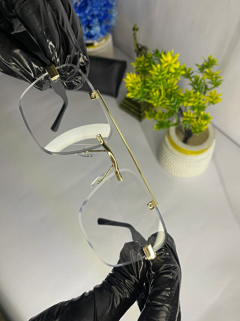 Luxury Transparent Rimless Sunglasses-trendy men sun glasses